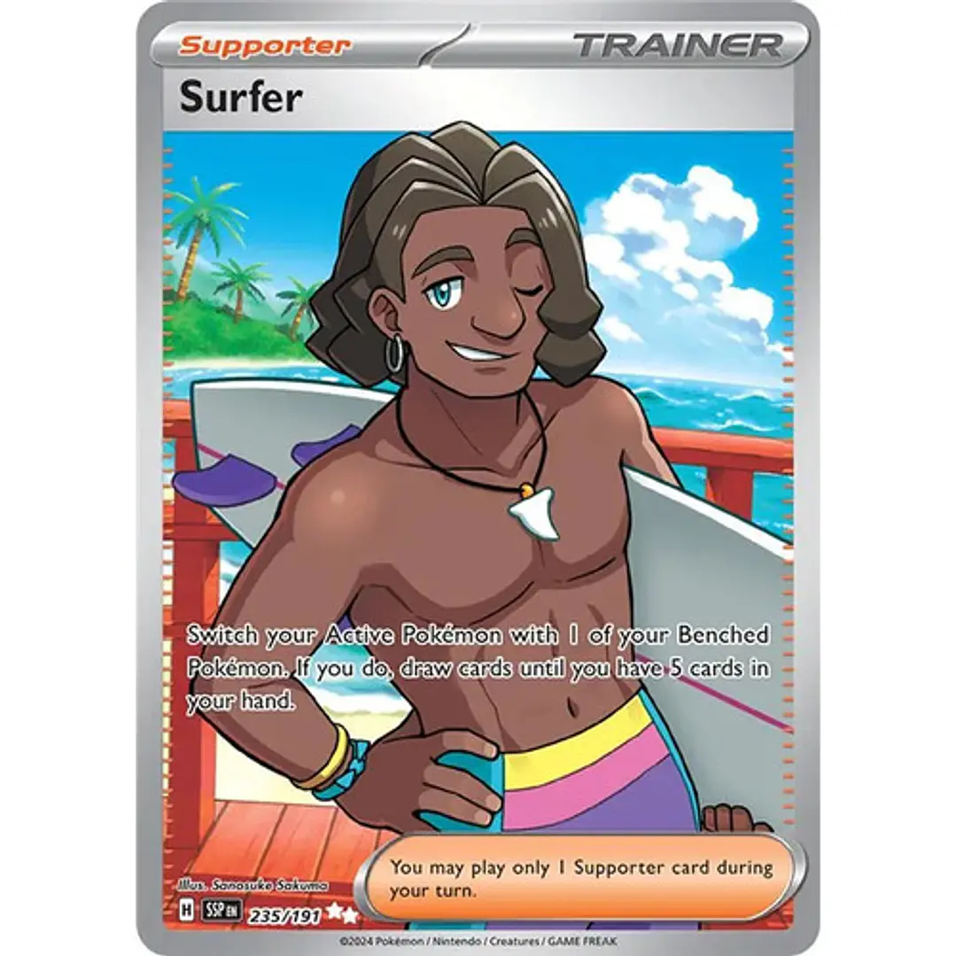 Pokemon Tcg Surfer Ssp En 235/191 Full Art Surging Sparks Surfer Ssp En 235/191 Ultra Rare Scarlet And Violet Surging Sparks Inglés 1
