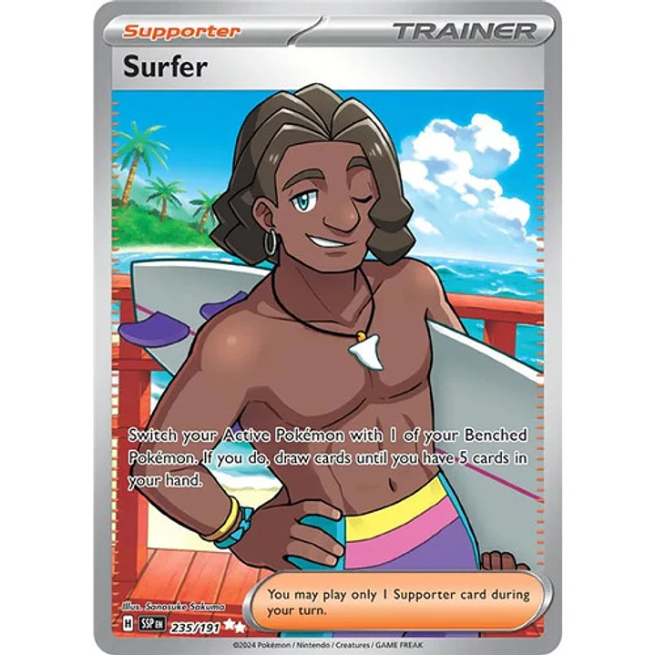 Pokemon Tcg Surfer Ssp En 235/191 Full Art Surging Sparks Surfer Ssp En 235/191 Ultra Rare Scarlet And Violet Surging Sparks Inglés 1