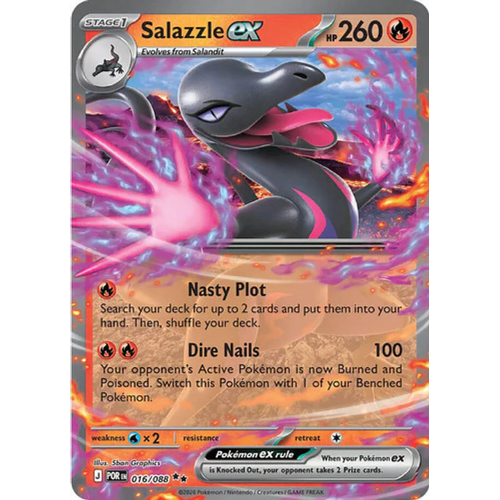 Pokemon Tcg Salazzle Ex Por En 016/088 Me03 Double Rare 1