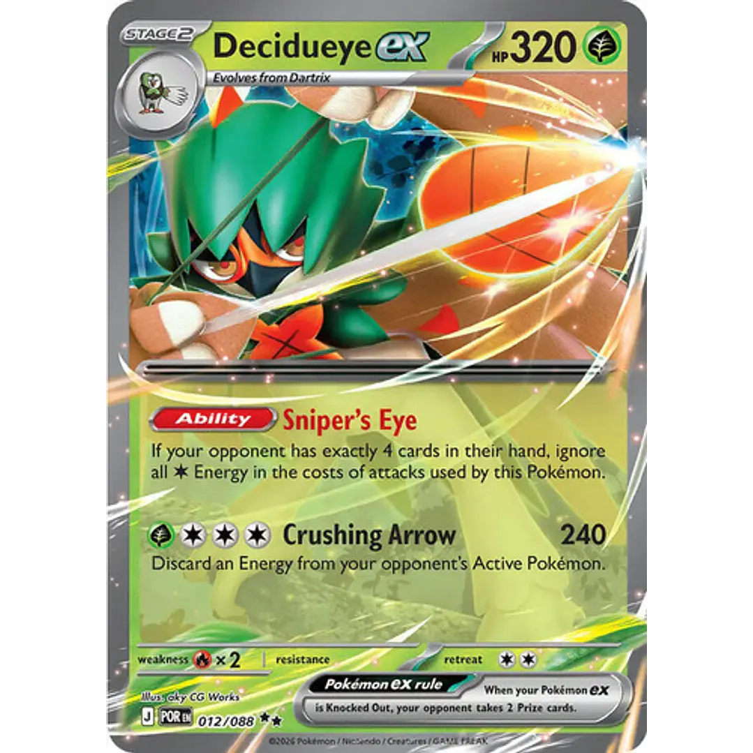 Pokemon Tcg Decidueye Ex Por En 012/088 Me03 Double Rare 1