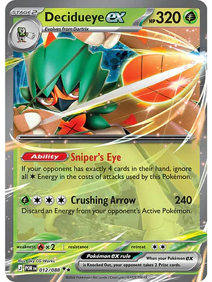 POKÉMON TCG DECIDUEYE EX POR 012/088 ME03 PERFECT ORDER DOUBLE RARE INGLÉS