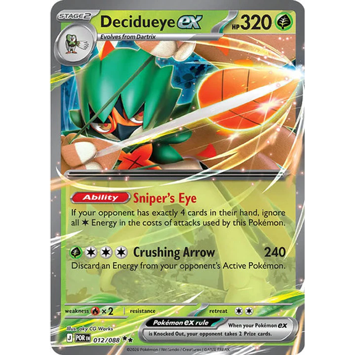 Pokemon Tcg Decidueye Ex Por En 012/088 Me03 Double Rare 1