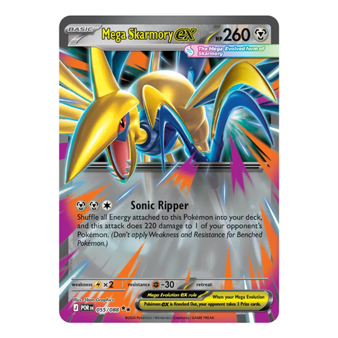 Pokémon Tcg Mega Skarmory Ex Por En 055/088 Me03 Double Rare 1