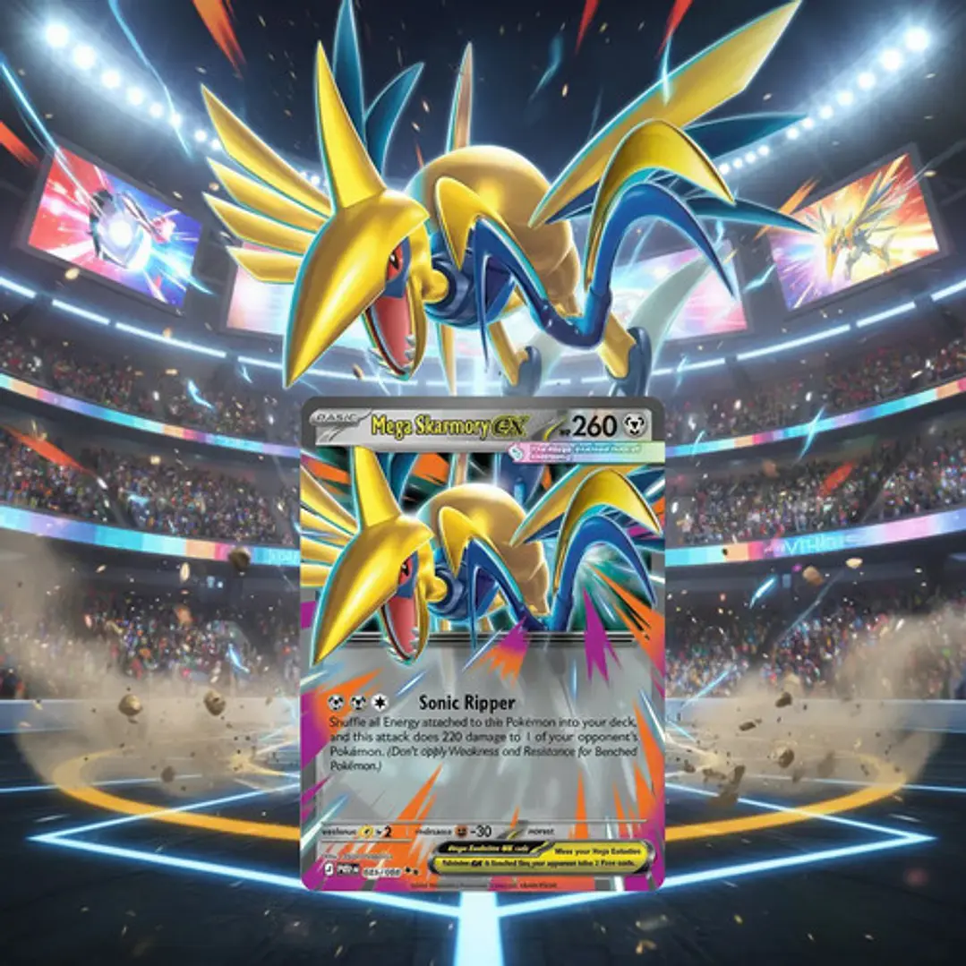 Pokémon Tcg Mega Skarmory Ex Por En 055/088 Me03 Double Rare 3