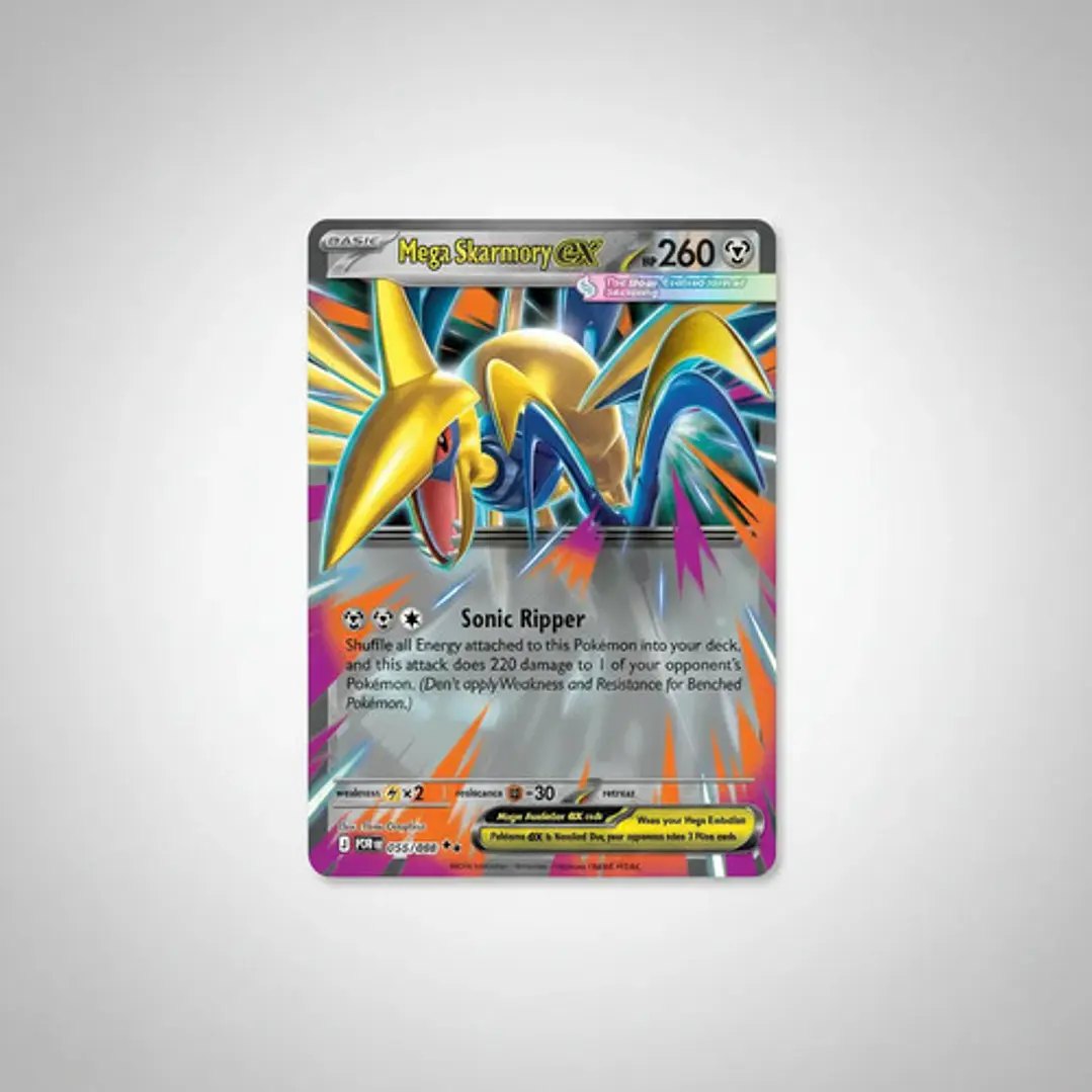 Pokémon Tcg Mega Skarmory Ex Por En 055/088 Me03 Double Rare 5
