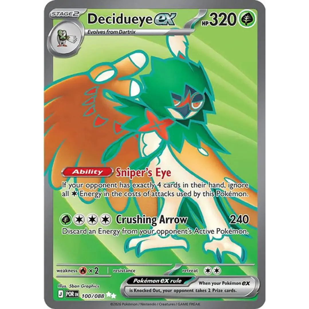 Pokémon Tcg Decidueye Ex Por En 100/088 Me03 Full Art 1