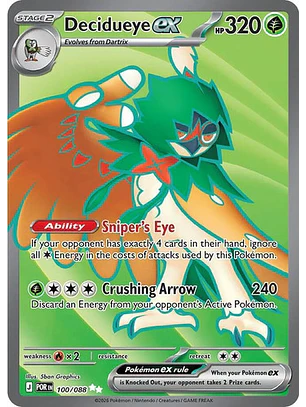 Pokémon Tcg Decidueye Ex Por En 100/088 Me03 Full Art