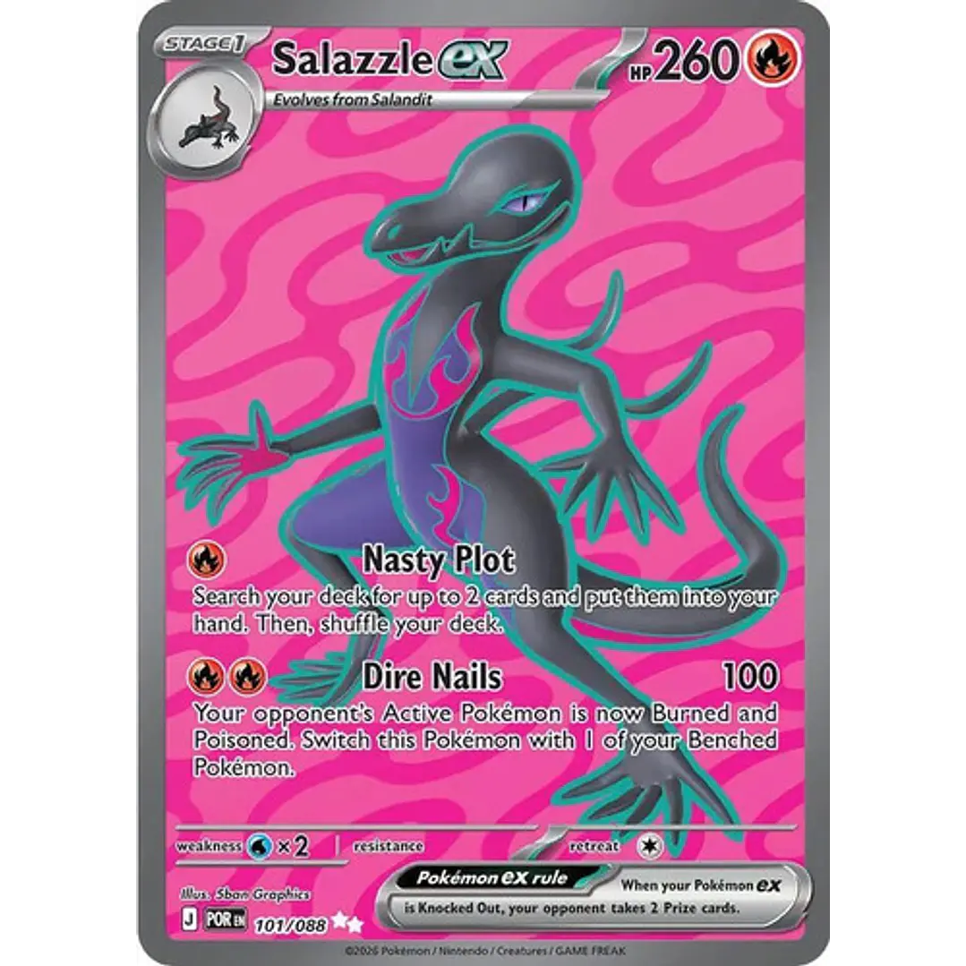 Pokémon Tcg Salazzle Ex Por En 101/088 Me03 Full Art 1