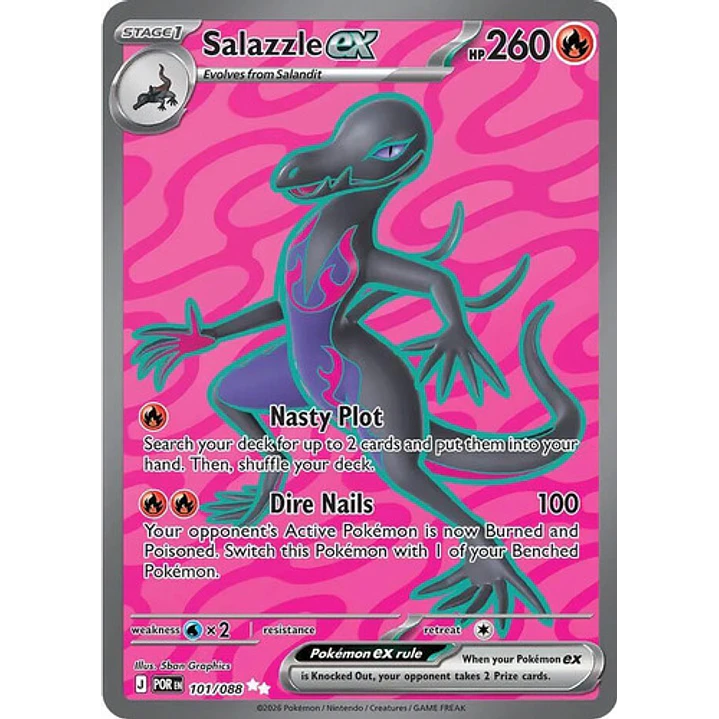 Pokémon Tcg Salazzle Ex Por En 101/088 Me03 Full Art 1