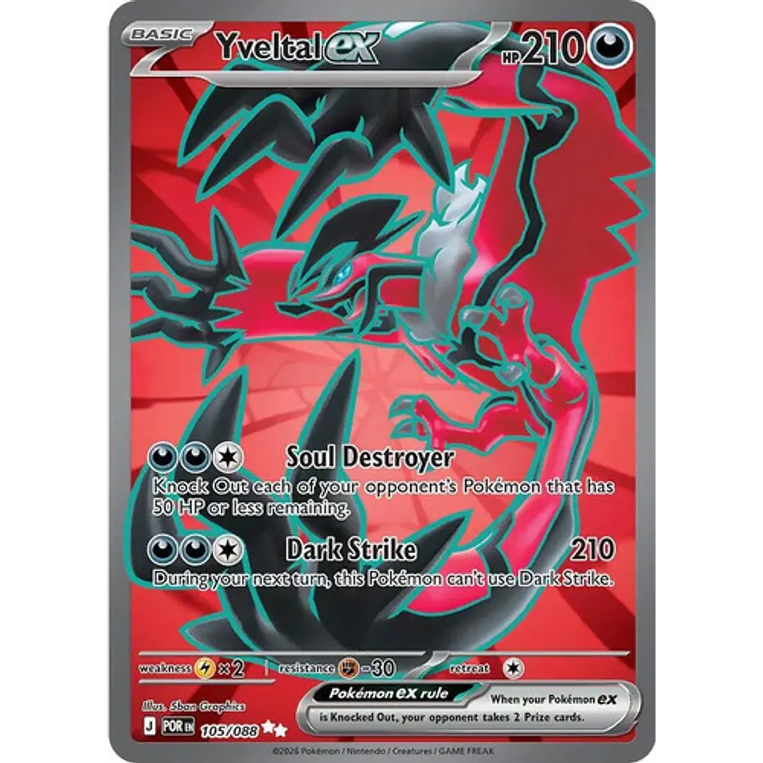 Pokémon Tcg Yveltal Ex Por En 105/088 Me03 Full Art 1