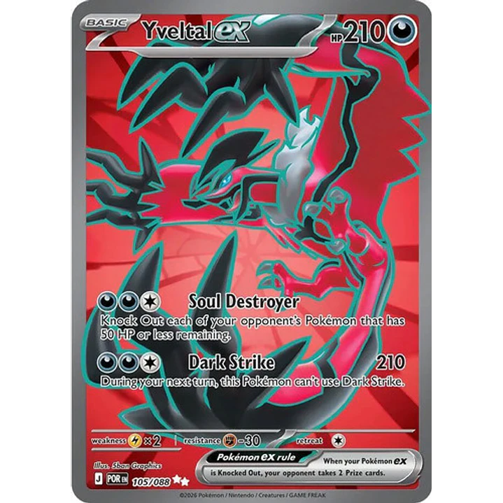 Pokémon Tcg Yveltal Ex Por En 105/088 Me03 Full Art 1