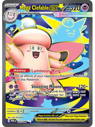 Pokémon Tcg Mega Clefable Ex Por En 103/088 Me03 Full Art