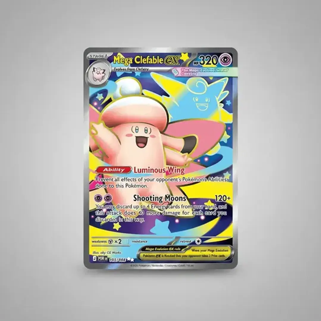 Pokémon Tcg Mega Clefable Ex Por En 103/088 Me03 Full Art 2
