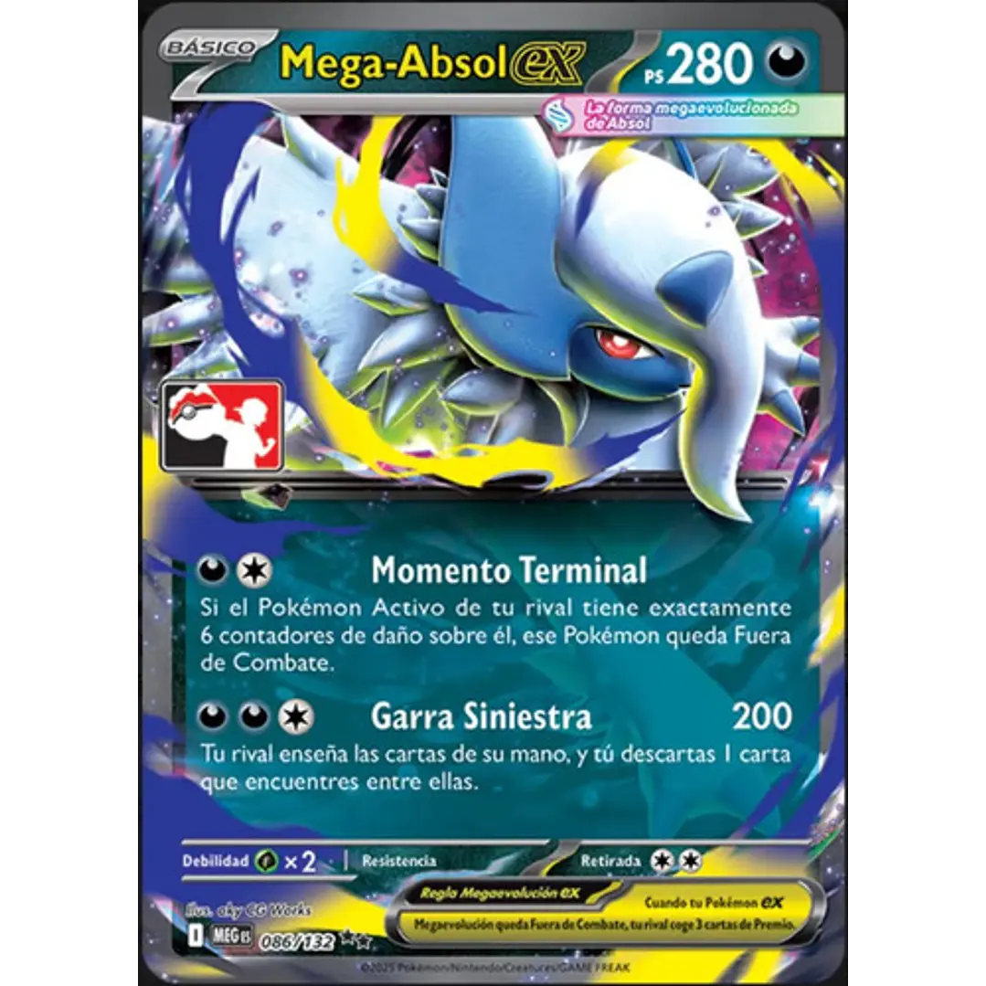 POKÉMON TCG MEGA ABSOL EX MEG 086/132 ME01 LIGA SERIE 8 DOUBLE RARE ESPAÑOL 1