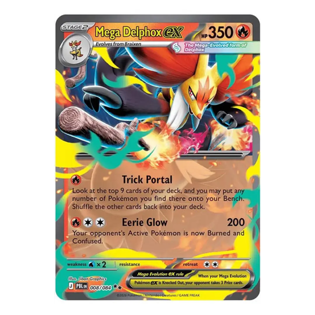 POKÉMON TCG MEGA DELPHOX EX PBL 008/084 ME05 PITCH BLACK DOUBLE RARE INGLÉS 1