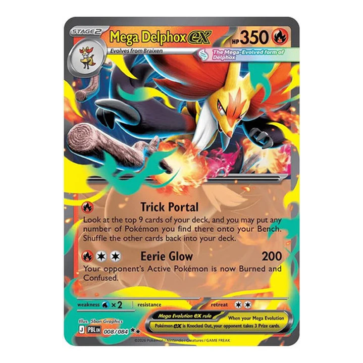 POKÉMON TCG MEGA DELPHOX EX PBL 008/084 ME05 PITCH BLACK DOUBLE RARE INGLÉS 1