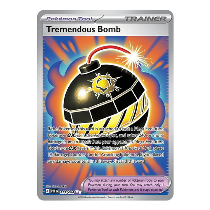 Pokémon Tcg Tremendous Bomb Pbl En 113/084 Me05 Full Art 1