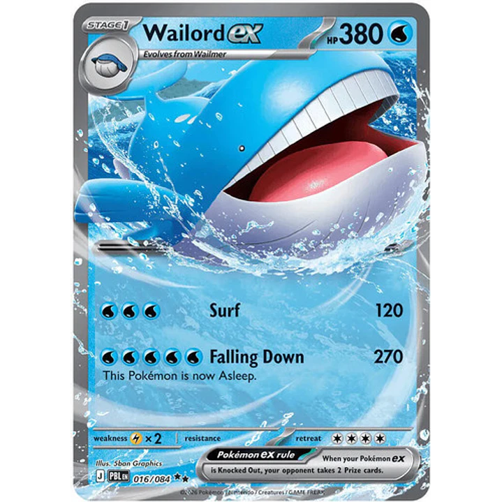POKÉMON TCG WAILORD EX PBL 016/084 ME05 PITCH BLACK DOUBLE RARE INGLÉS 1