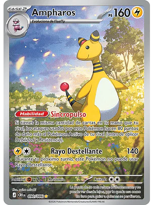 POKÉMON TCG AMPHAROS CRI 090/086 ME04 CHAOS RISING ILLUSTRATION RARE ESPAÑOL