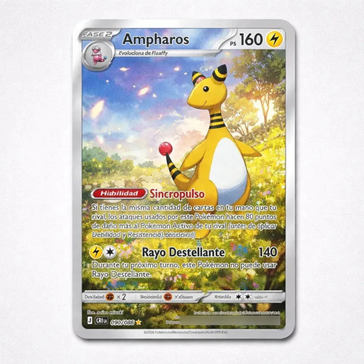 POKÉMON TCG AMPHAROS CRI 090/086 ME04 CHAOS RISING ILLUSTRATION RARE ESPAÑOL 3