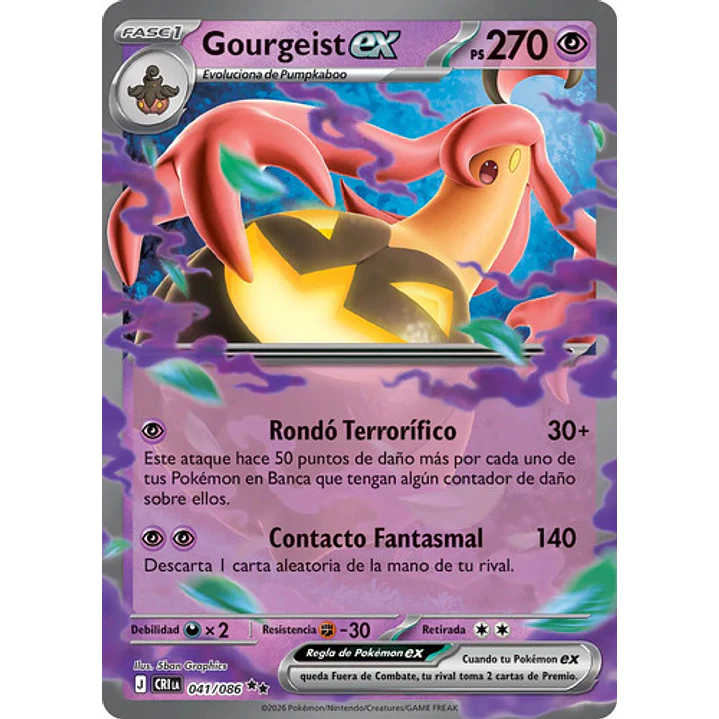 POKÉMON TCG GOURGEIST EX CRI 041/086 ME04 CHAOS RISING DOUBLE RARE ESPAÑOL 1