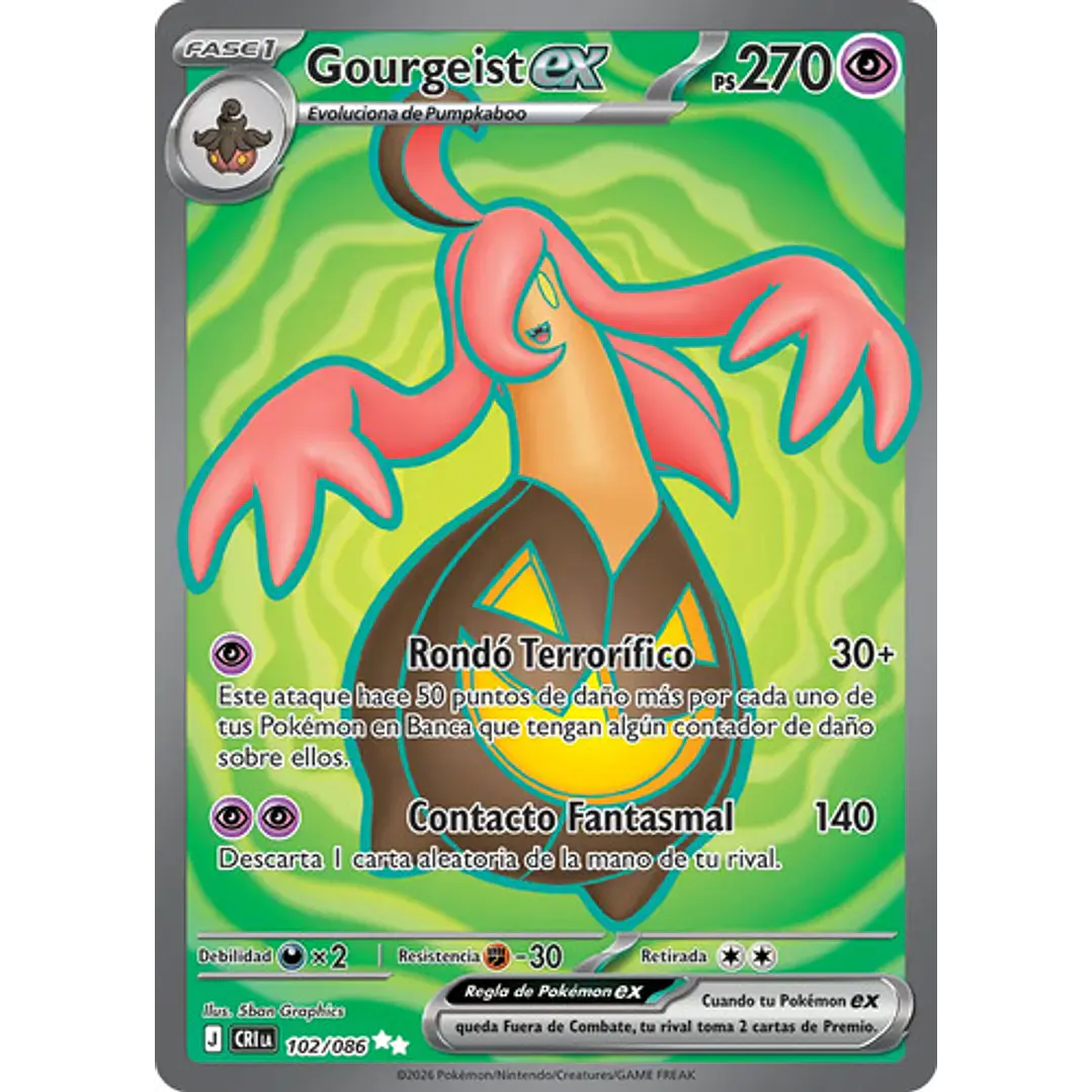 POKÉMON TCG GOURGEIST EX CRI 102/086 ME04 CHAOS RISING FULL ART ESPAÑOL 1