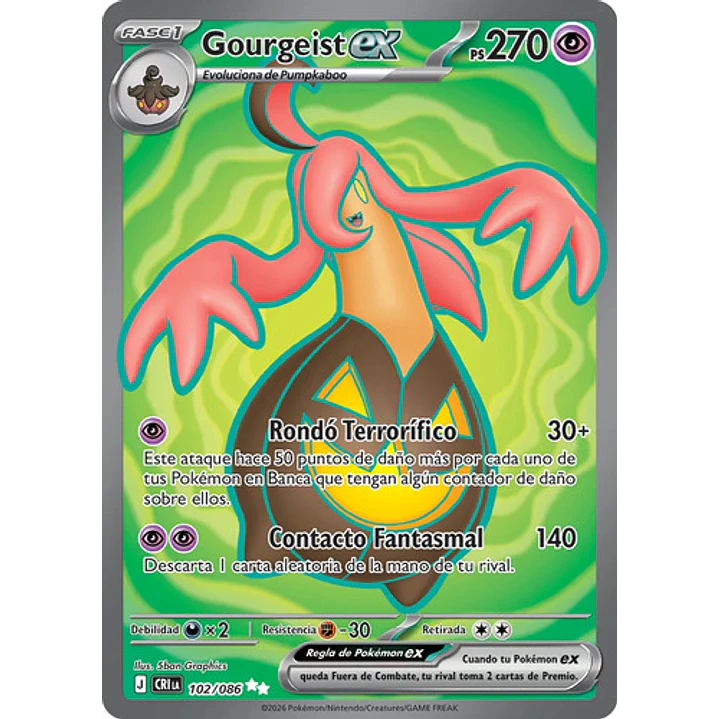 POKÉMON TCG GOURGEIST EX CRI 102/086 ME04 CHAOS RISING FULL ART ESPAÑOL 1