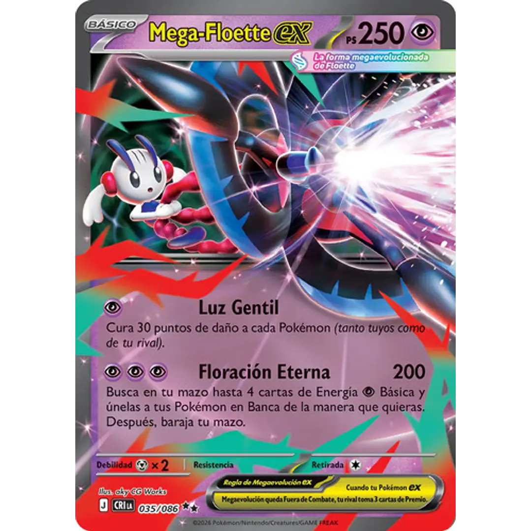 POKÉMON TCG MEGA FLOETTE EX CRI 035/086 ME04 CHAOS RISING DOUBLE RARE ESPAÑOL 1