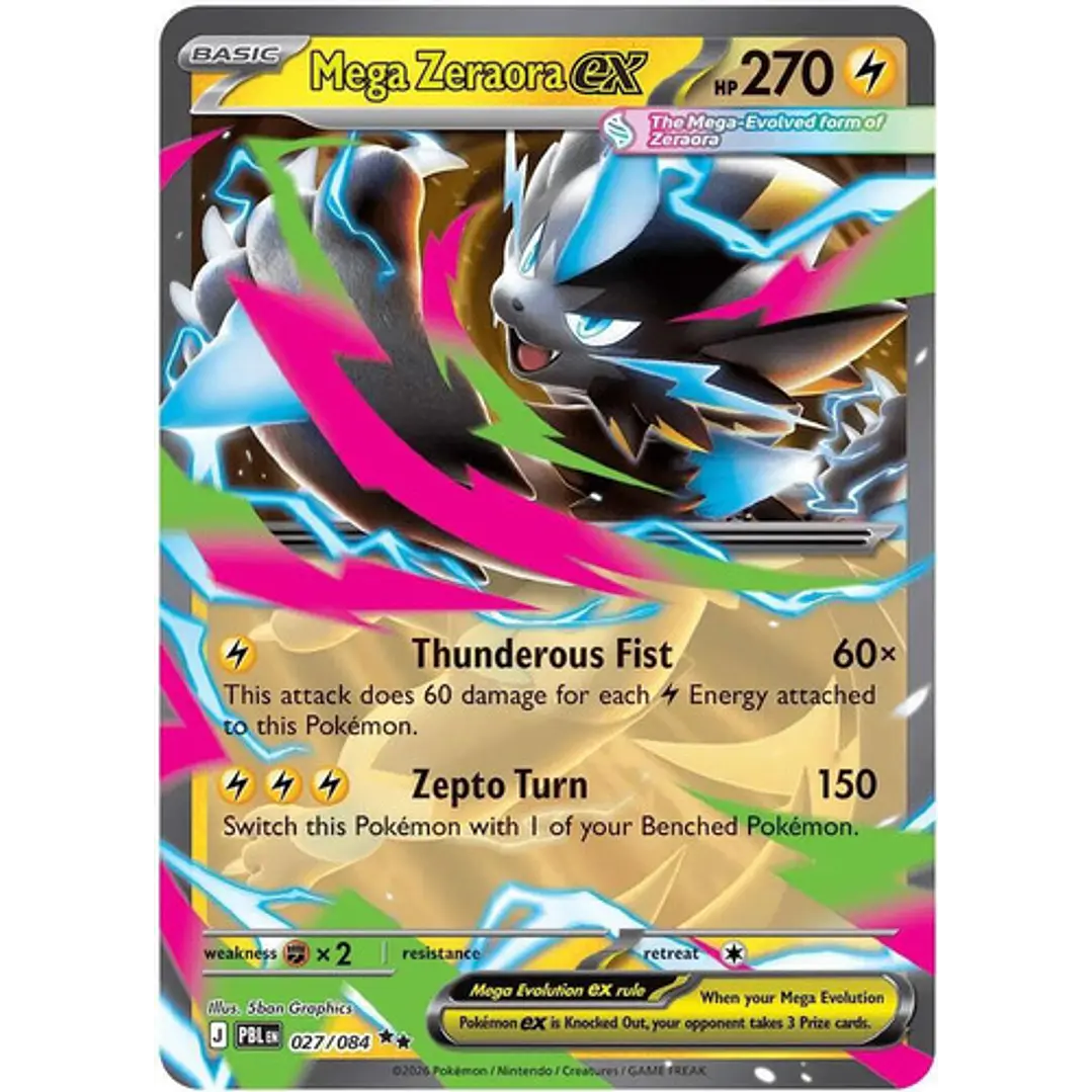 POKÉMON TCG MEGA ZERAORA PBL 027/0848 ME05 PITCH BLACK DOUBLE RARE INGLÉS 1