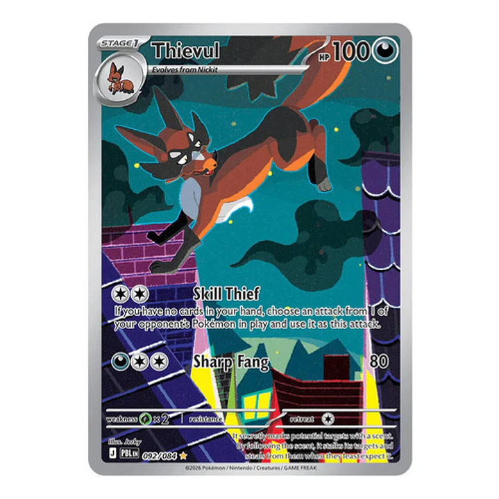 POKÉMON TCG THIEVUL PBL 055/084 ME05 PITCH BLACK ILLUSTRATION RARE INGLÉS 1