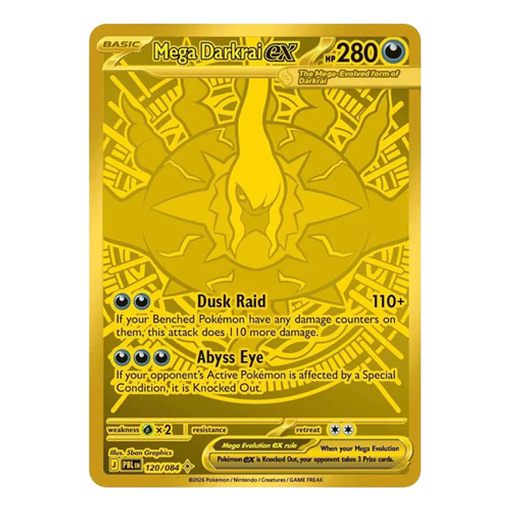 POKÉMON TCG MEGA DARKRAI EX PBL 120/084 ME05 PITCH BLACK HYPER RARE INGLÉS 1