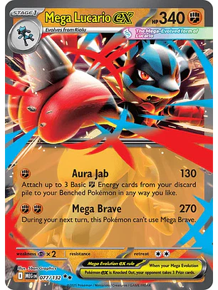 Pokémon Tcg Mega Lucario Ex Meg En 077/132 Me01 Double Rare