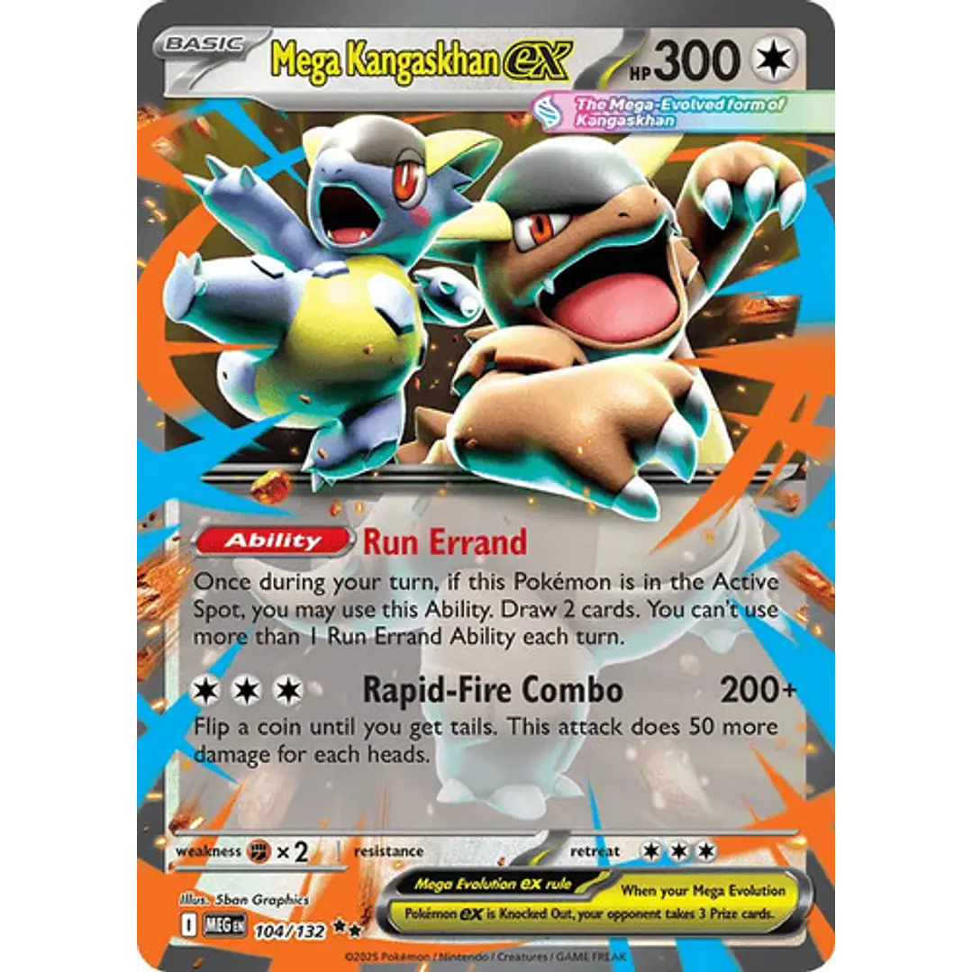 POKÉMON TCG MEGA KANGASKHAN EX MEG 104/132 ME01 MEGA EVOLUTION DOUBLE RARE INGLÉS 1