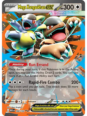 POKÉMON TCG MEGA KANGASKHAN EX MEG 104/132 ME01 MEGA EVOLUTION DOUBLE RARE INGLÉS
