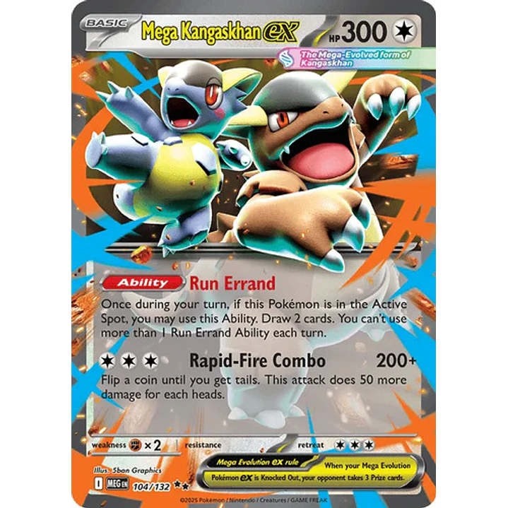 POKÉMON TCG MEGA KANGASKHAN EX MEG 104/132 ME01 MEGA EVOLUTION DOUBLE RARE INGLÉS 1
