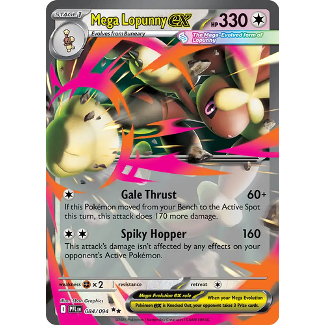 POKÉMON TCG MEGA LOPUNNY EX PBL 084/094 ME02 PHANTASMAL FLAMES DOUBLE RARE INGLÉS 1