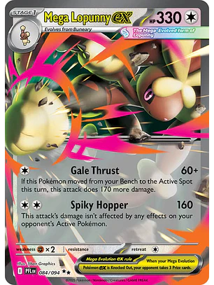 POKÉMON TCG MEGA LOPUNNY EX PBL 084/094 ME02 PHANTASMAL FLAMES DOUBLE RARE INGLÉS