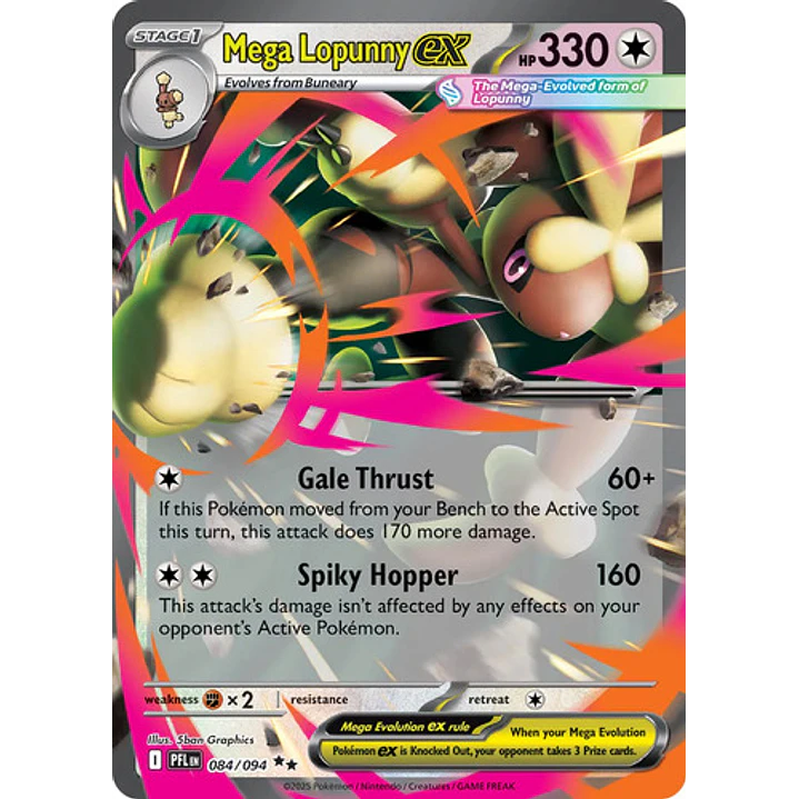 POKÉMON TCG MEGA LOPUNNY EX PBL 084/094 ME02 PHANTASMAL FLAMES DOUBLE RARE INGLÉS 1