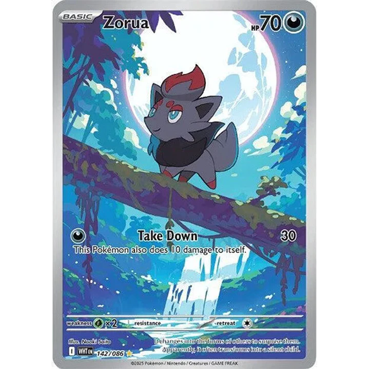 POKÉMON TCG ZORUA WHT 142/086 SV WHITE FLARE ILLUSTRATION RARE INGLÉS 1