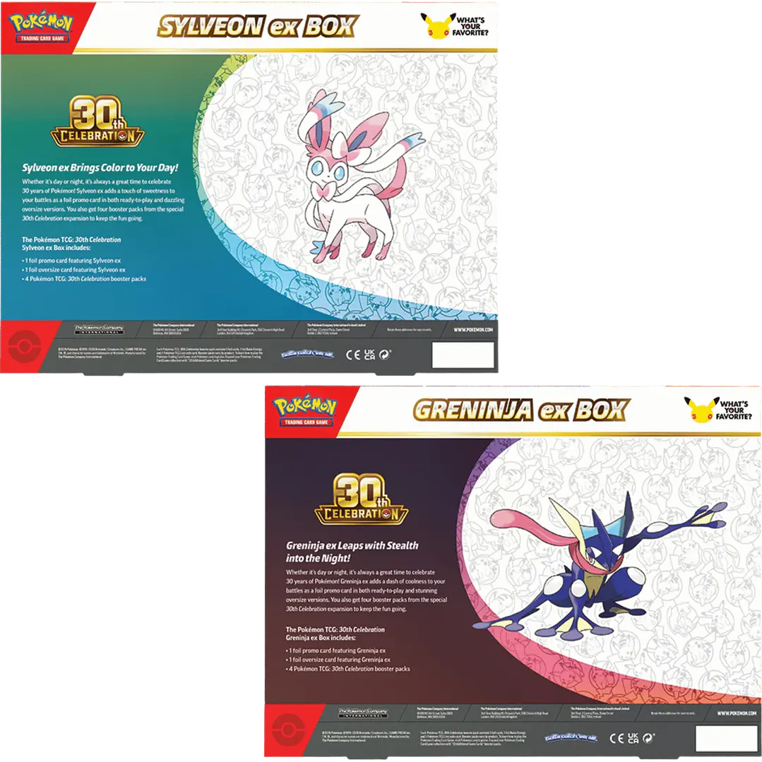 POKÉMON TCG 30TH CELEBRATION SYLVEON / GRENINJA EX BOX AL AZAR INGLÉS 2