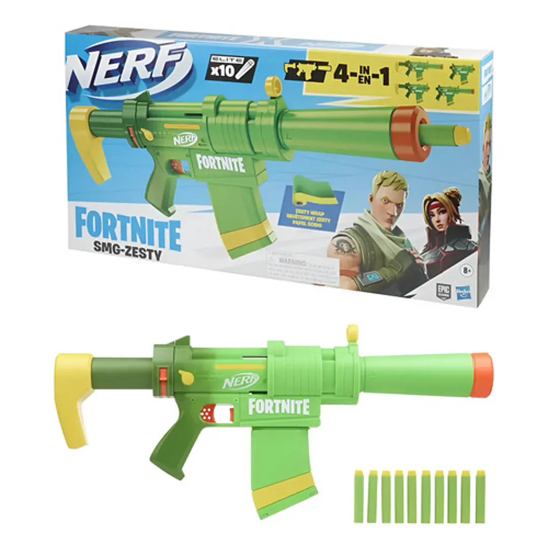 NERF FORNITE SMG ZESTY LANZADOR DE DARDOS HASBRO 7