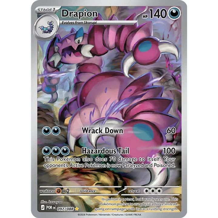 Pokémon Tcg Drapion Por En 097/088 Me03 Illustration Rare 1