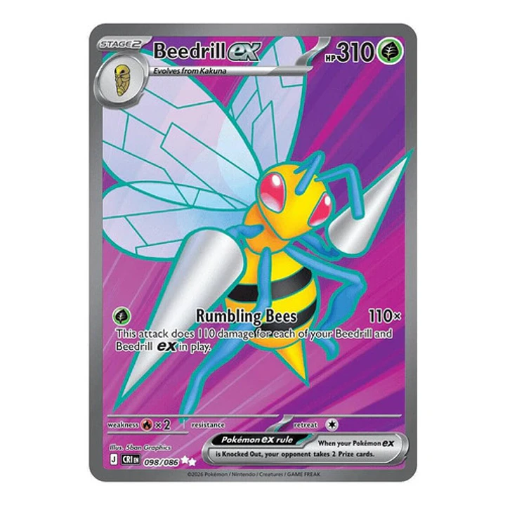 Pokémon Tcg Beedrill Ex Cri En 098/086 Me04 Full Art 1