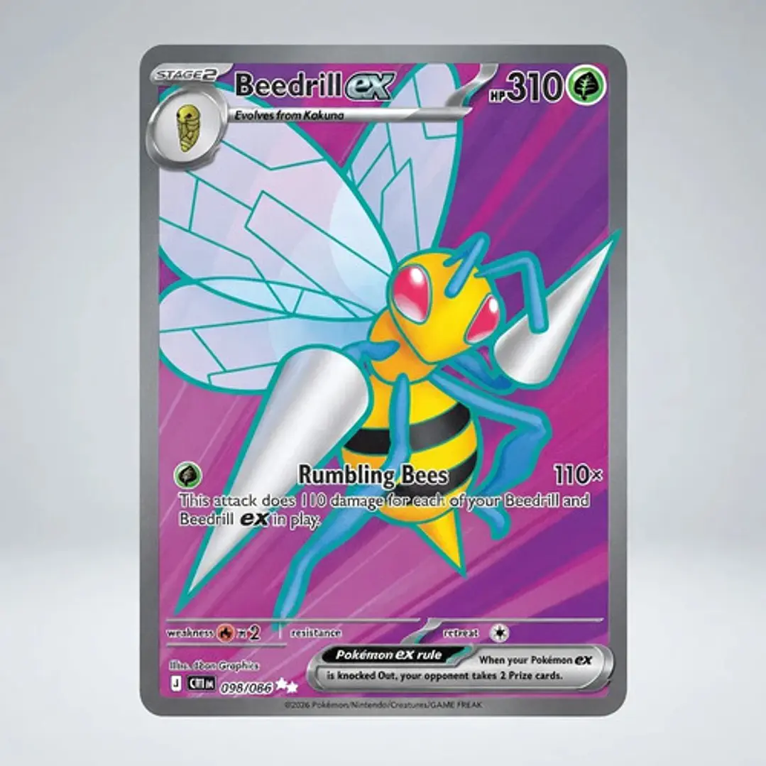 Pokémon Tcg Beedrill Ex Cri En 098/086 Me04 Full Art 5