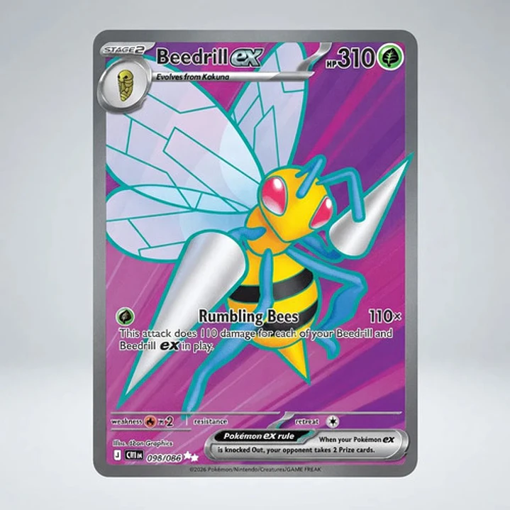 Pokémon Tcg Beedrill Ex Cri En 098/086 Me04 Full Art 5