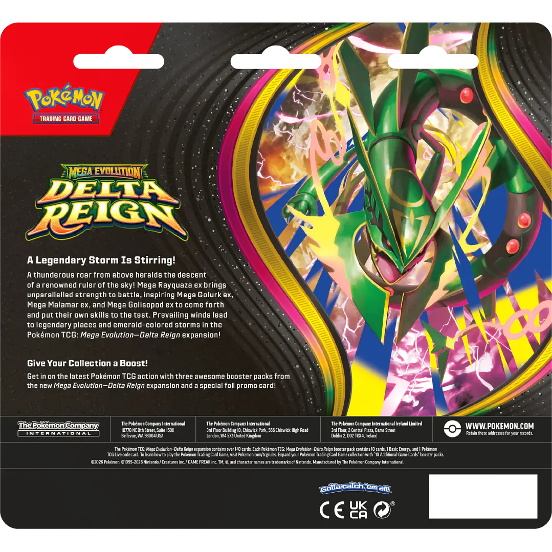 POKÉMON TCG MEGA EVOLUTION DELTA REIGN 3 PACK BLISTER INGLÉS 3