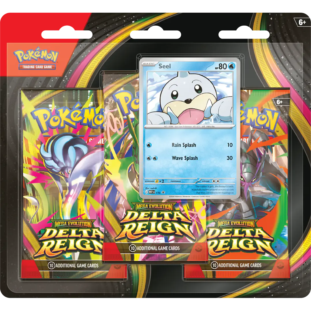 POKÉMON TCG MEGA EVOLUTION DELTA REIGN 3 PACK BLISTER INGLÉS 1