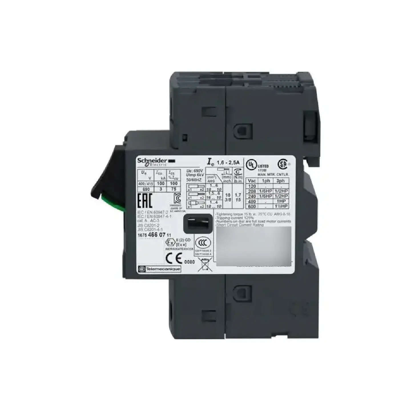 Guardamotor Schneider TeSys GV2ME 2
