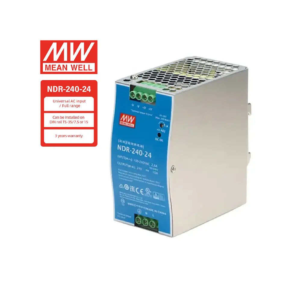 Fuente de Alimentación Industrial Mean Well Serie NDR (Riel DIN) 3