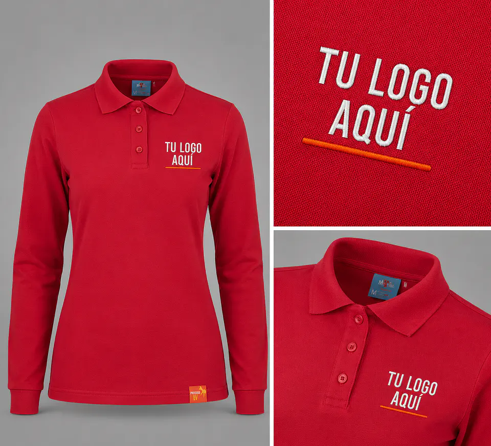 Polera piqué  mujer 80% algodón con bordado corporativo 3